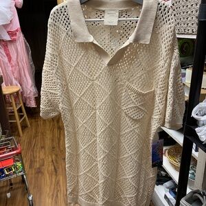 Massive Luxury Beige V-Neck Knit Sweater